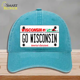 Go Wisconsin Novelty License Plate Hat Unconstructed Cotton / Lake Blue