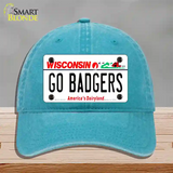 Go Badgers Novelty License Plate Hat Unconstructed Cotton / Lake Blue