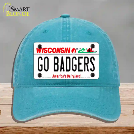 Go Badgers Novelty License Plate Hat Unconstructed Cotton / Lake Blue