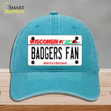 Badgers Fan Novelty License Plate Hat Unconstructed Cotton / Lake Blue