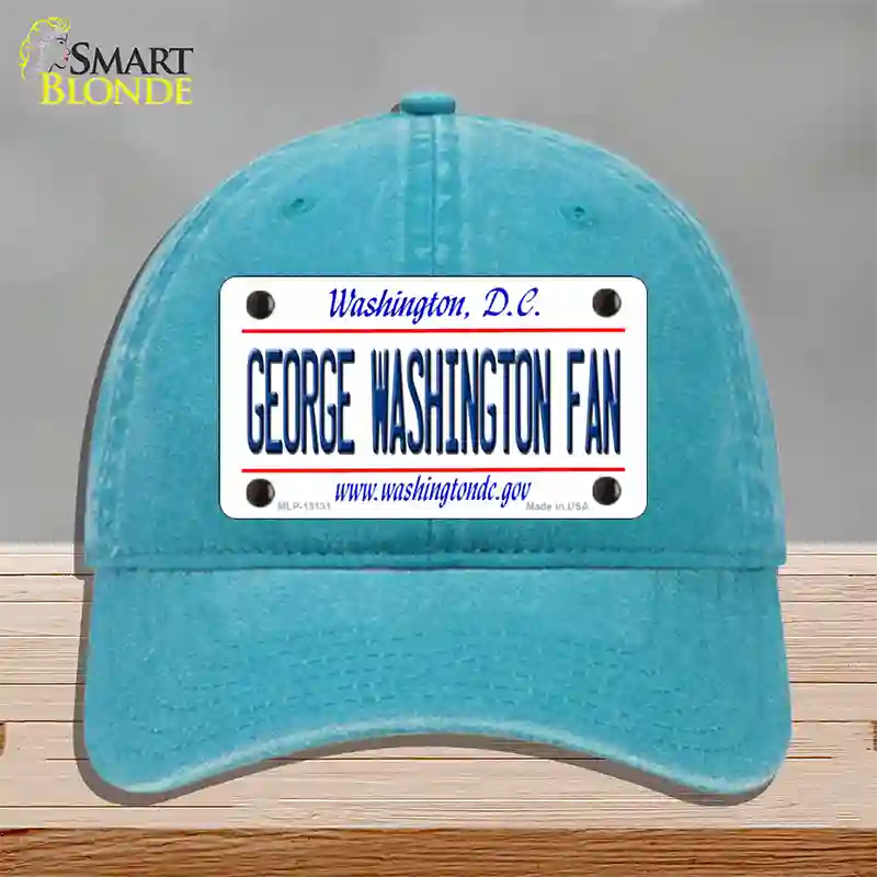 George Washington Fan Novelty License Plate Hat Unconstructed Cotton / Lake Blue