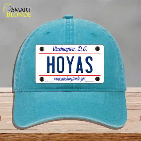 Hoyas Novelty License Plate Hat Unconstructed Cotton / Lake Blue