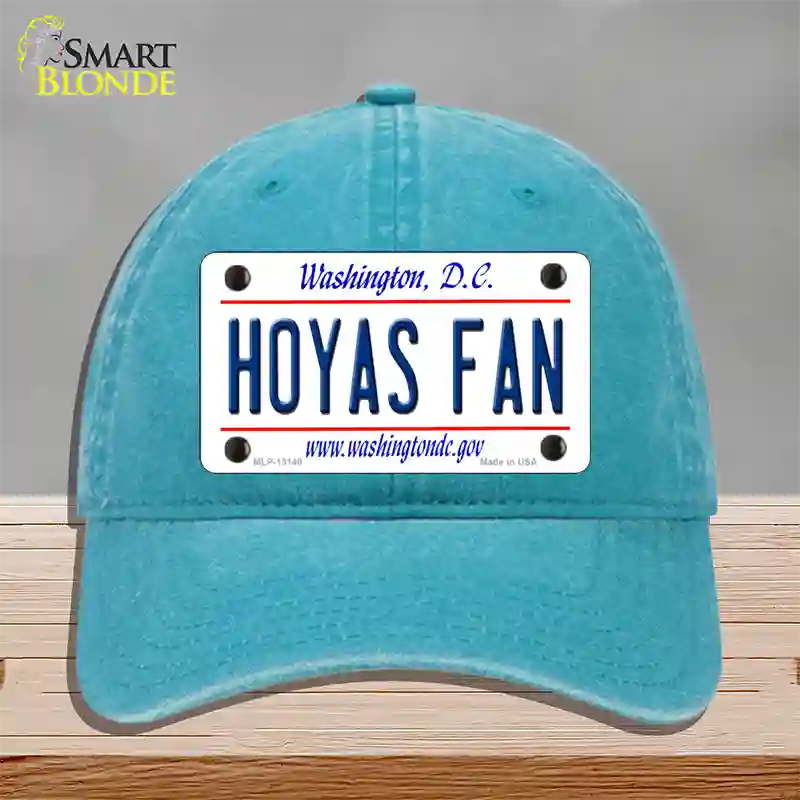 Hoyas Fan Novelty License Plate Hat Unconstructed Cotton / Lake Blue