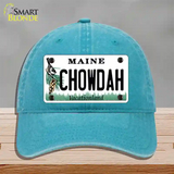 Chowdah Maine Novelty License Plate Hat Unconstructed Cotton / Lake Blue