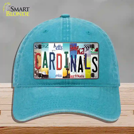 Cardinals Strip Art Novelty License Plate Hat Tag Unconstructed Cotton / Lake Blue