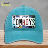 Cowboys Strip Art Novelty License Plate Hat Tag Unconstructed Cotton / Lake Blue