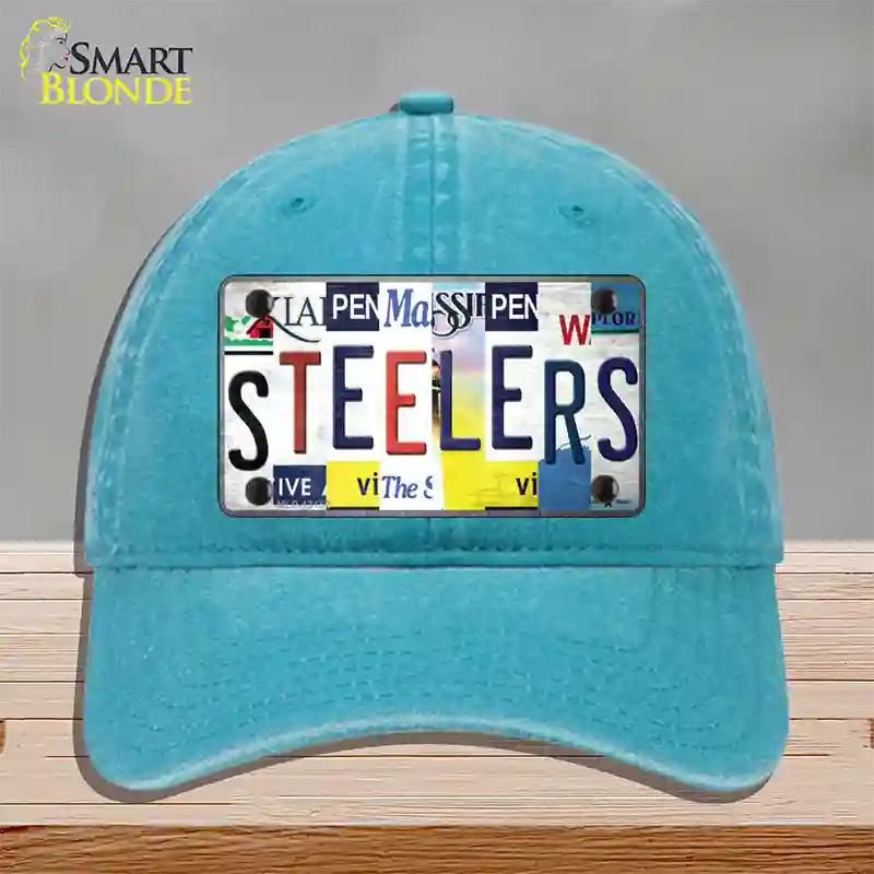 Steelers Strip Art Novelty License Plate Hat Tag Unconstructed Cotton / Lake Blue