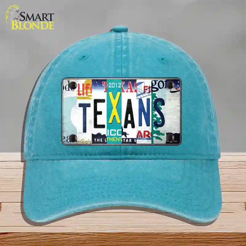 Texans Strip Art Novelty License Plate Hat Tag Unconstructed Cotton / Lake Blue