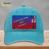 Remembering Our Heroes Novelty License Plate Hat Unconstructed Cotton / Lake Blue