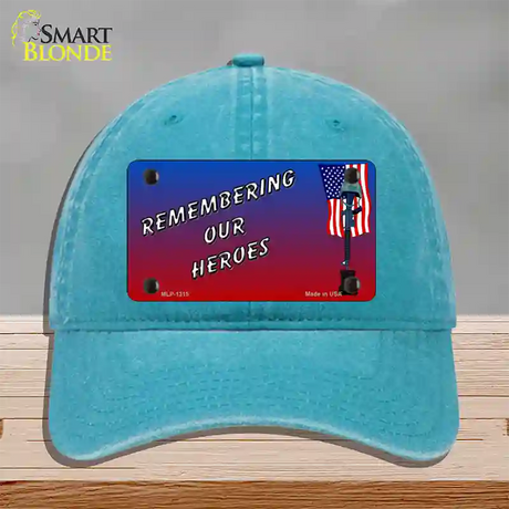 Remembering Our Heroes Novelty License Plate Hat Unconstructed Cotton / Lake Blue