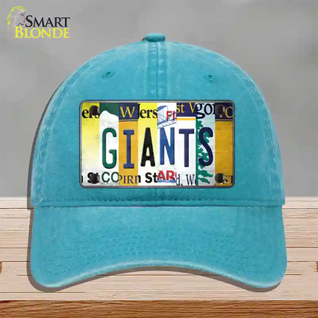 Giants Strip Art Novelty License Plate Hat Tag Unconstructed Cotton / Lake Blue