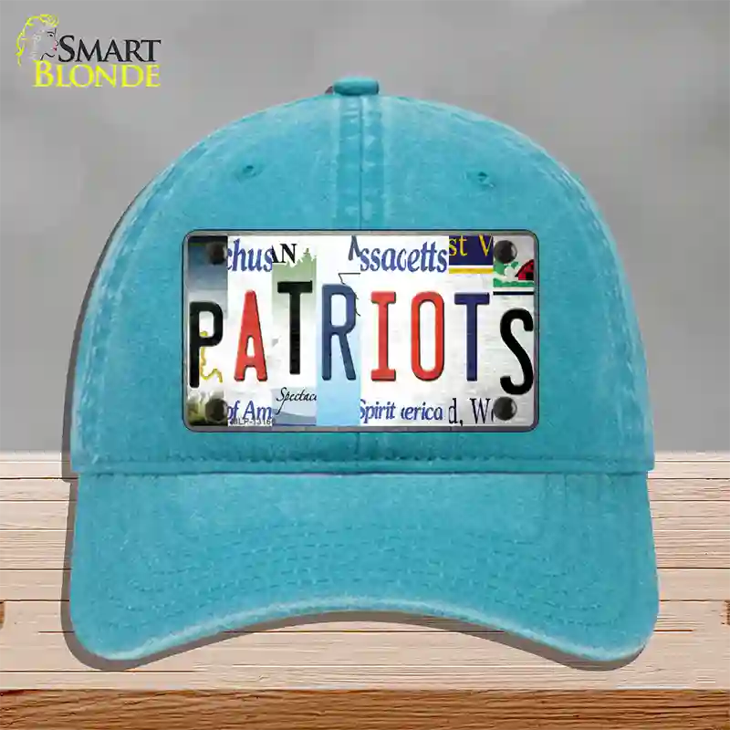 Patriots Strip Art Novelty License Plate Hat Tag Unconstructed Cotton / Lake Blue