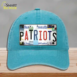 Patriots Strip Art Novelty License Plate Hat Tag Unconstructed Cotton / Lake Blue