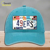 49ers Strip Art Novelty License Plate Hat Tag Unconstructed Cotton / Lake Blue