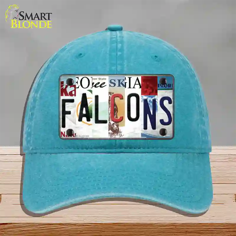 Falcons Strip Art Novelty License Plate Hat Tag Unconstructed Cotton / Lake Blue