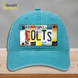 Colts Strip Art Novelty License Plate Hat Tag Unconstructed Cotton / Lake Blue