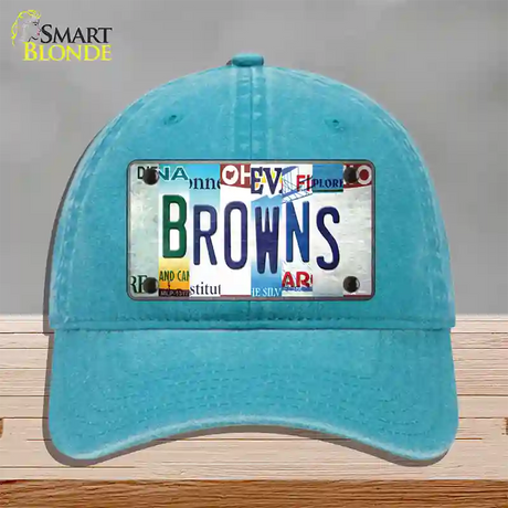 Browns Strip Art Novelty License Plate Hat Tag Unconstructed Cotton / Lake Blue