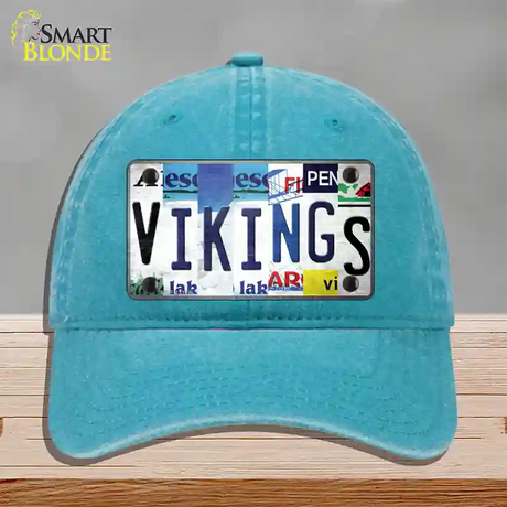 Vikings Strip Art Novelty License Plate Hat Tag Unconstructed Cotton / Lake Blue