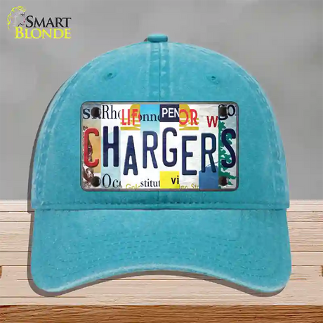 Chargers Strip Art Novelty License Plate Hat Tag Unconstructed Cotton / Lake Blue