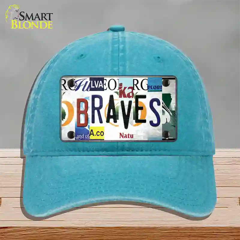 Braves Strip Art Novelty License Plate Hat Tag Unconstructed Cotton / Lake Blue