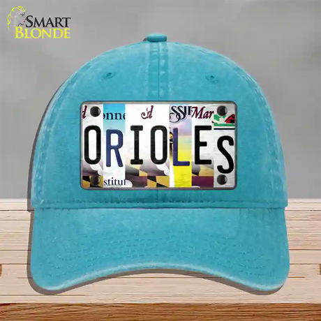 Orioles Strip Art Novelty License Plate Hat Tag Unconstructed Cotton / Lake Blue