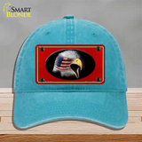 American Flag Eagle Red Novelty License Plate Hat Unconstructed Cotton / Lake Blue