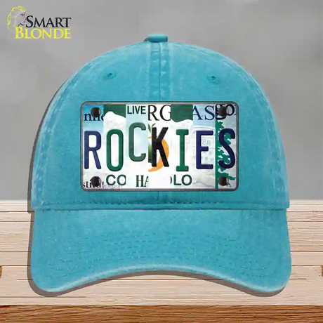 Rockies Strip Art Novelty License Plate Hat Tag Unconstructed Cotton / Lake Blue