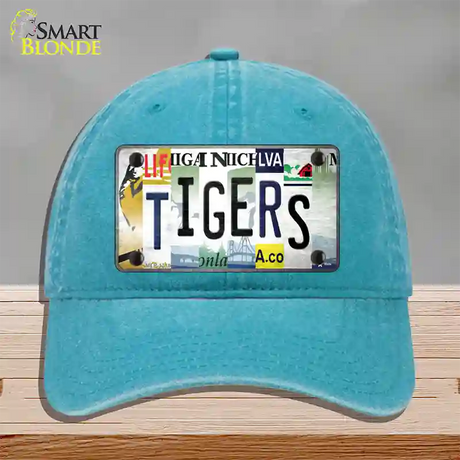 Tigers Strip Art Novelty License Plate Hat Tag Unconstructed Cotton / Lake Blue