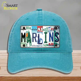 Marlins Strip Art Novelty License Plate Hat Tag Unconstructed Cotton / Lake Blue