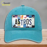 Astros Strip Art Novelty License Plate Hat Tag Unconstructed Cotton / Lake Blue