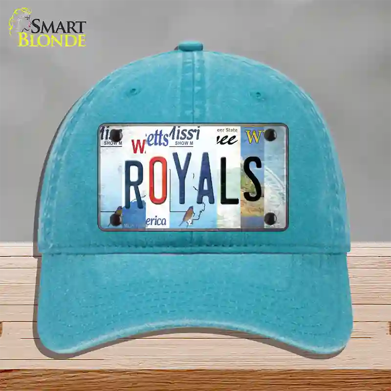 Royals Strip Art Novelty License Plate Hat Tag Unconstructed Cotton / Lake Blue