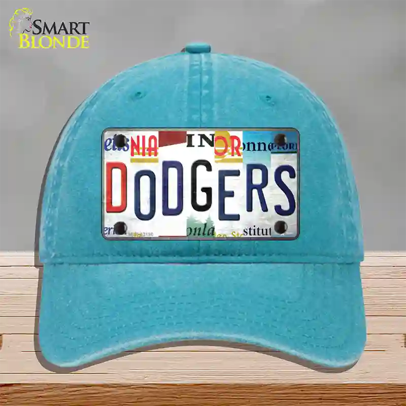 Dodgers Strip Art Novelty License Plate Hat Tag Unconstructed Cotton / Lake Blue