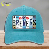 Brewers Strip Art Novelty License Plate Hat Tag Unconstructed Cotton / Lake Blue