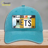 Mets Strip Art Novelty License Plate Hat Tag Unconstructed Cotton / Lake Blue