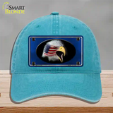 American Flag Eagle Blue Novelty License Plate Hat Unconstructed Cotton / Lake Blue