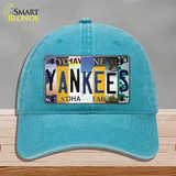 Yankees Strip Art Novelty License Plate Hat Tag Unconstructed Cotton / Lake Blue