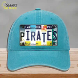 Pirates Strip Art Novelty License Plate Hat Tag Unconstructed Cotton / Lake Blue