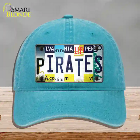 Pirates Strip Art Novelty License Plate Hat Tag Unconstructed Cotton / Lake Blue