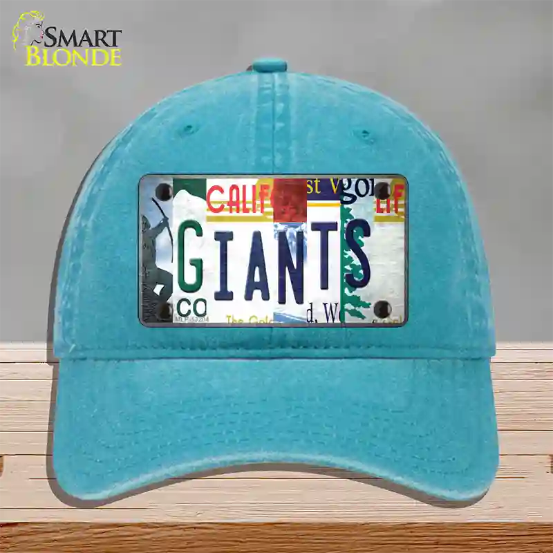 Giants Baseball Strip Art Novelty License Plate Hat Tag Unconstructed Cotton / Lake Blue