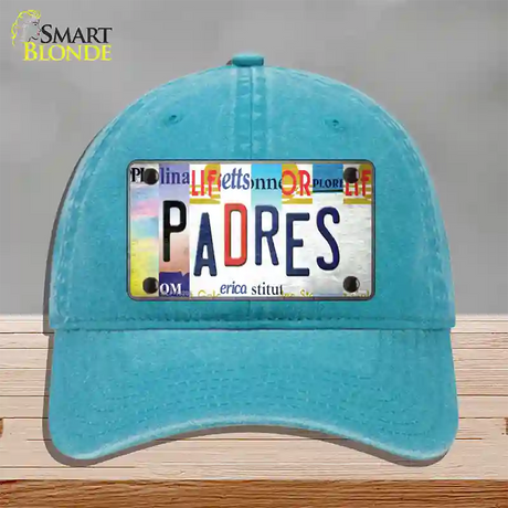 Padres Strip Art Novelty License Plate Hat Tag Unconstructed Cotton / Lake Blue