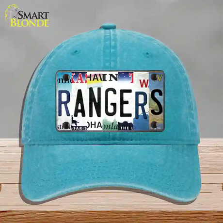 Rangers Strip Art Novelty License Plate Hat Tag Unconstructed Cotton / Lake Blue