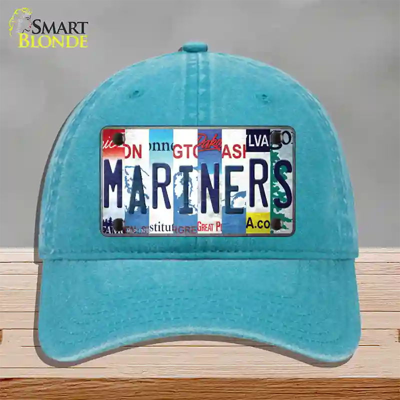 Mariners Strip Art Novelty License Plate Hat Tag Unconstructed Cotton / Lake Blue