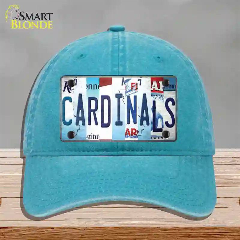 Cardinals Baseball Strip Art Novelty License Plate Hat Tag Unconstructed Cotton / Lake Blue