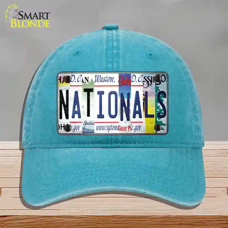 Nationals Strip Art Novelty License Plate Hat Tag Unconstructed Cotton / Lake Blue