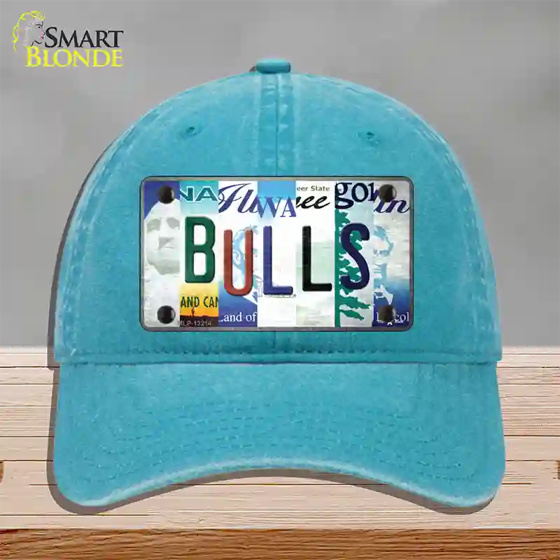 Bulls Strip Art Novelty License Plate Hat Tag Unconstructed Cotton / Lake Blue