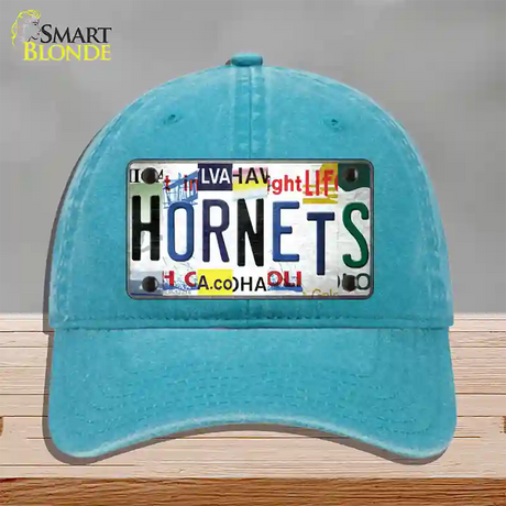 Hornets Strip Art Novelty License Plate Hat Tag Unconstructed Cotton / Lake Blue