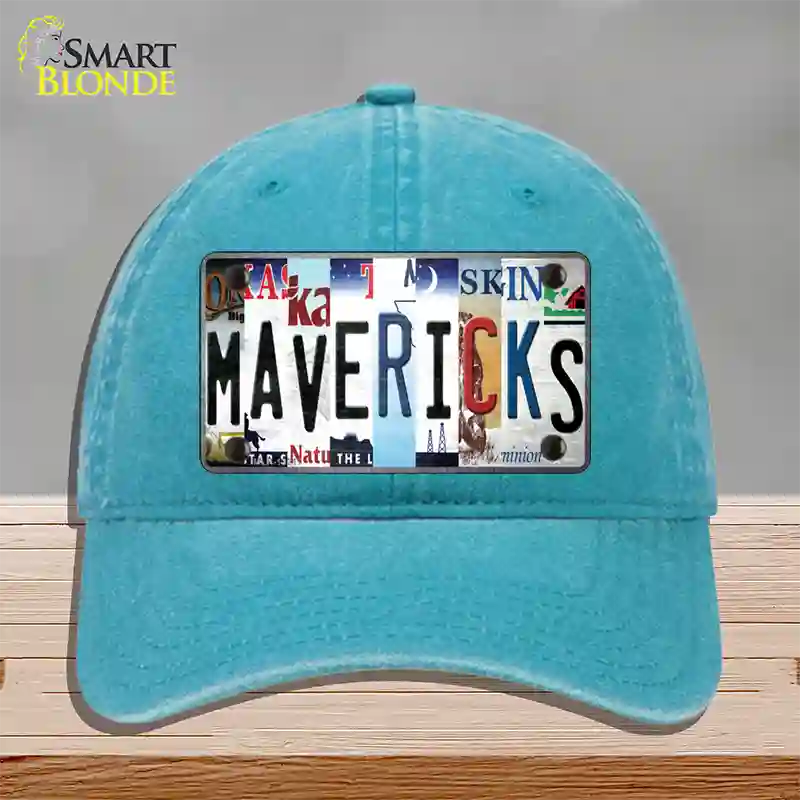 Mavericks Strip Art Novelty License Plate Hat Tag Unconstructed Cotton / Lake Blue