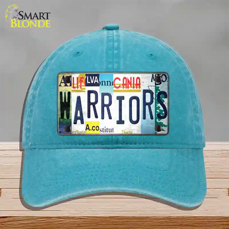 Warriors Strip Art Novelty License Plate Hat Tag Unconstructed Cotton / Lake Blue