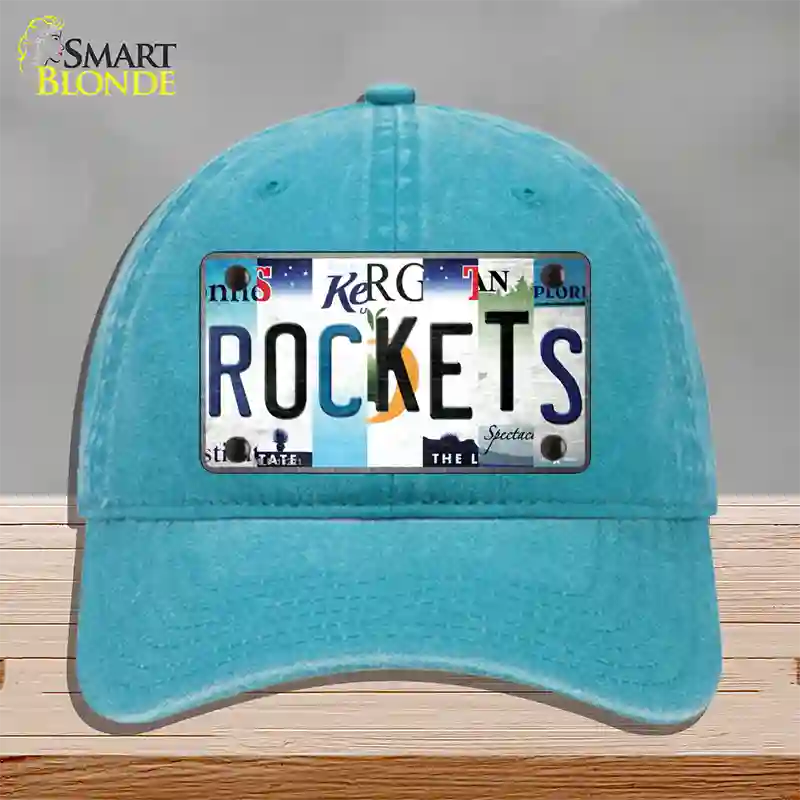 Rockets Strip Art Novelty License Plate Hat Tag Unconstructed Cotton / Lake Blue