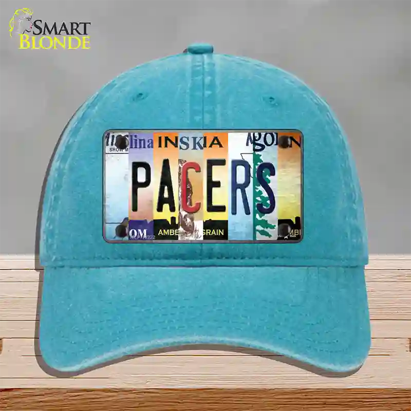 Pacers Strip Art Novelty License Plate Hat Tag Unconstructed Cotton / Lake Blue